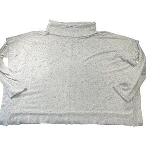 Anthropologie Postage Stamp Cowl Neck Sweater White Blue Heather Relaxed Fit M